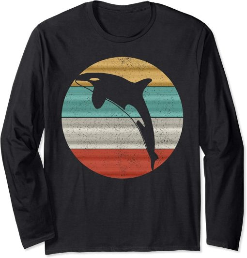 Orca Vintage Retro Whale Gift Long Sleeve T-Shirt