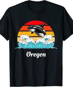 Vintage Oregon Distressed Orca Killer Whale Art T-Shirt